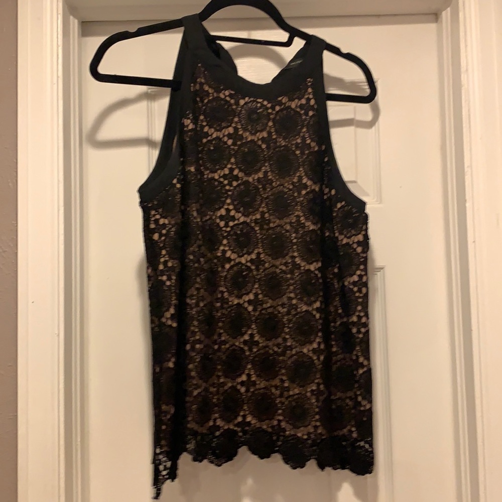 Halogen Black Crochet High Neck Blouse